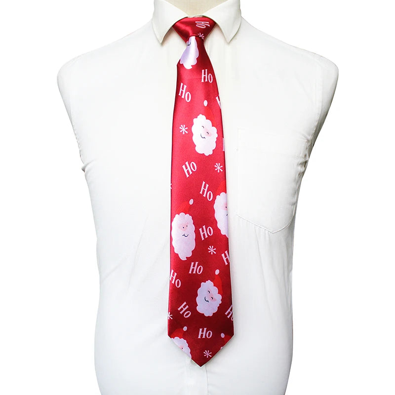 JEMYGINS New Design Christmas Tie 9.5cm Tie for Men Snowman Animal Tree Printed Mens Gift Festival Necktie for Christmas